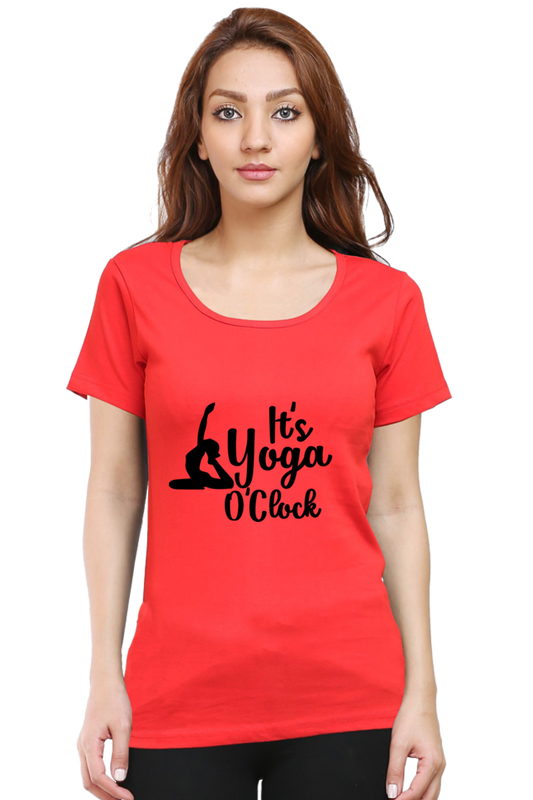 Its Yoga o Clock- Women’s Round Neck Half Sleeve Classic T-Shirt